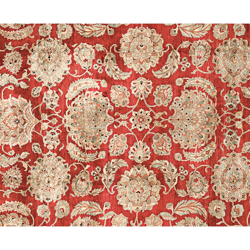 Hand Knotted Wool Area Rug in Red And Ivory
