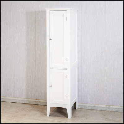 Tall Narrow Tower Freestanding Cabinet with 2 Shutter Doors, Perfect for Compact Storage and Modern Aesthetics.