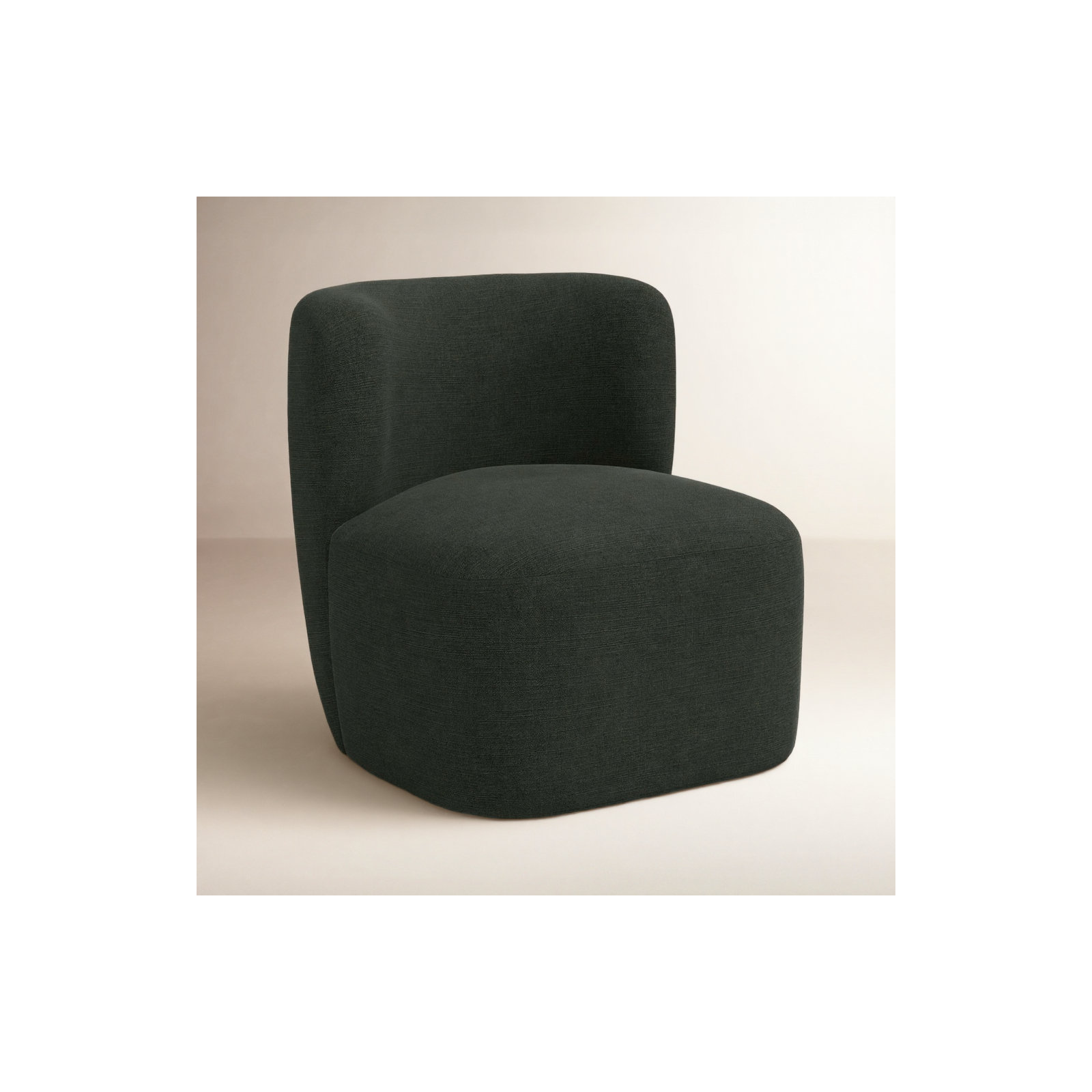 Mariza Upholstered Swivel Accent Chair, Classic Black Linen