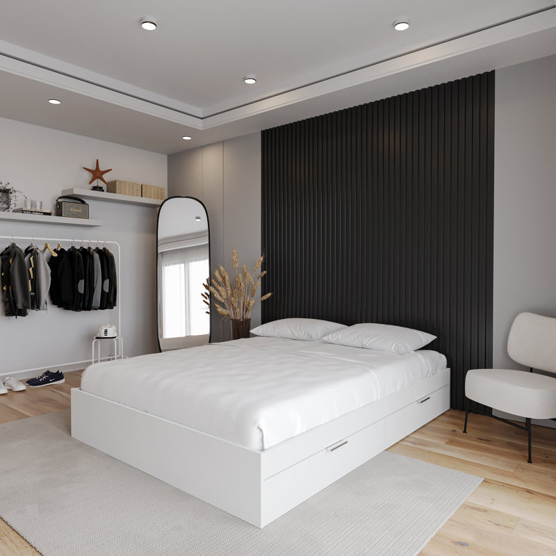 Platform Storage Bed, Queen, White