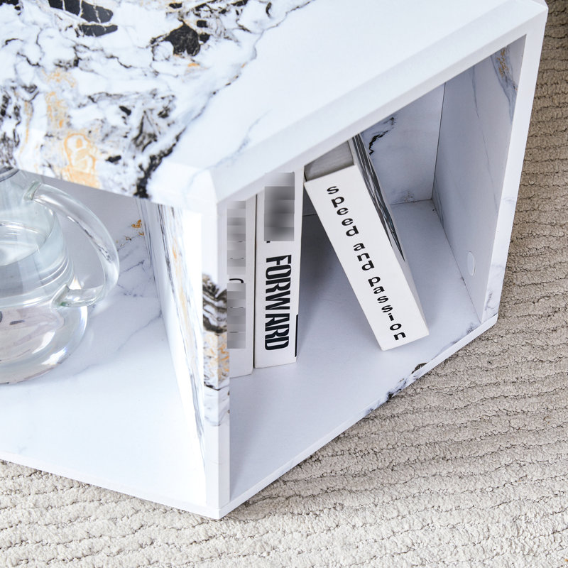 Hexagonal Coffee Table - Characteristic Stickers, Extra Storage With Multi Design, Simple Yet Stylish For Any Scene, Smooth And Easy To Clean, Stable & Load-bearing, Modern Outline, Space Stand-up,