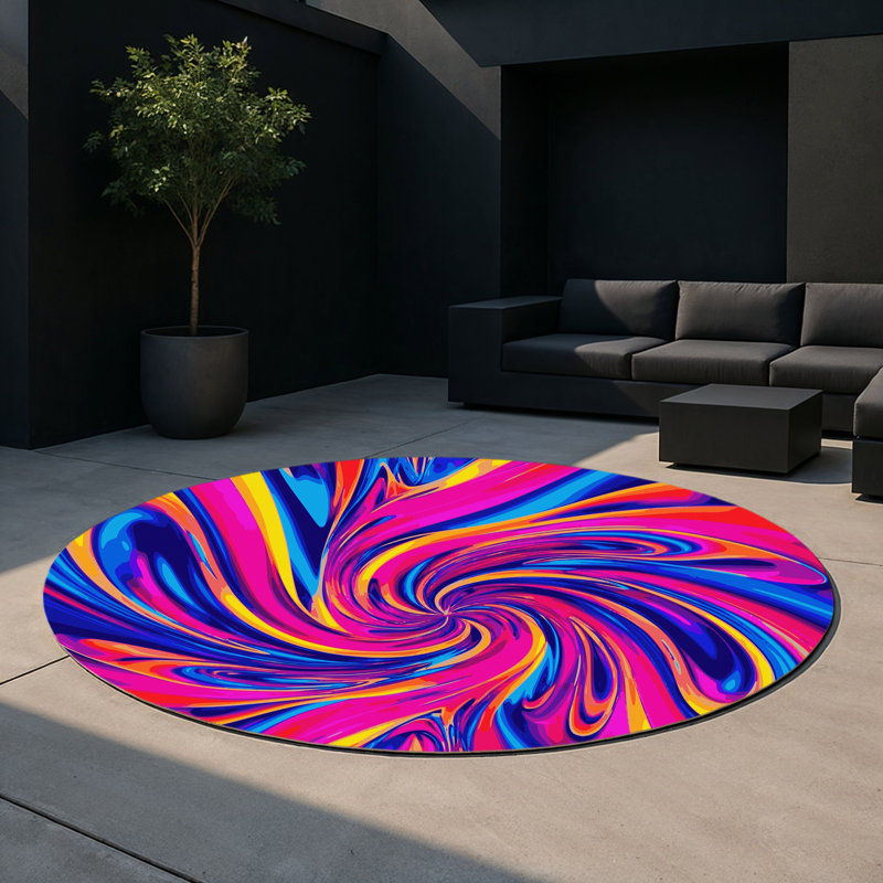 Cosmic Ripple Indoor And Outdoor Area Rug, Round 5'