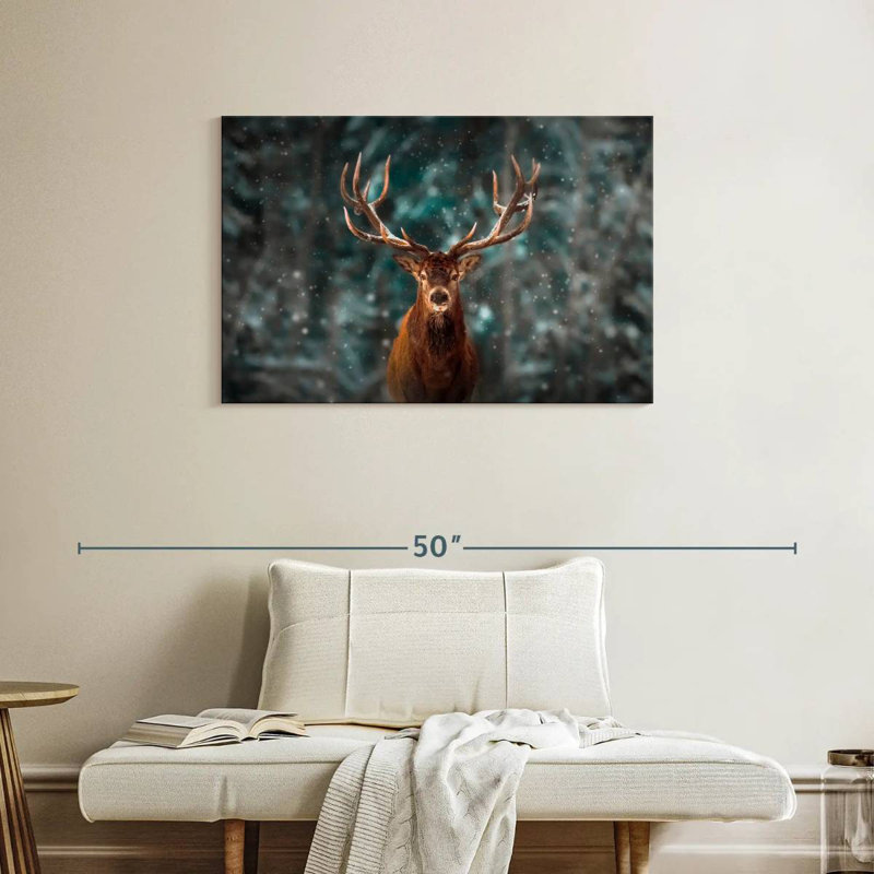 Crowle, le cerf noble des neiges, H 24 po x l 36 po