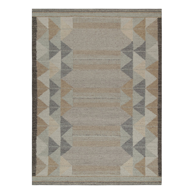 Scandinavian Wool Geometric Area Rug, Rectangle 10' x 14'