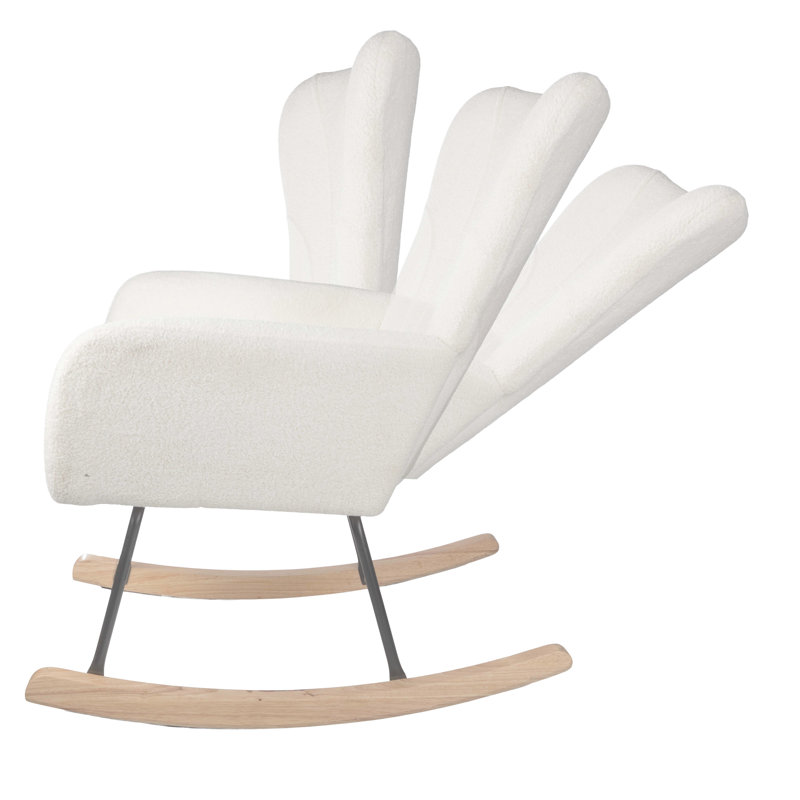 Chaise berçante rembourrée Lavish Home Teddy, crème, Crème