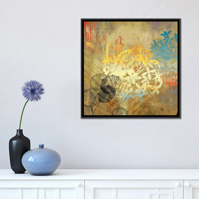 « wildflowers », impression sur toile, H 18 po x l 18 po x P 1,5 po, Toile avec cadre noir, Pas de tapis