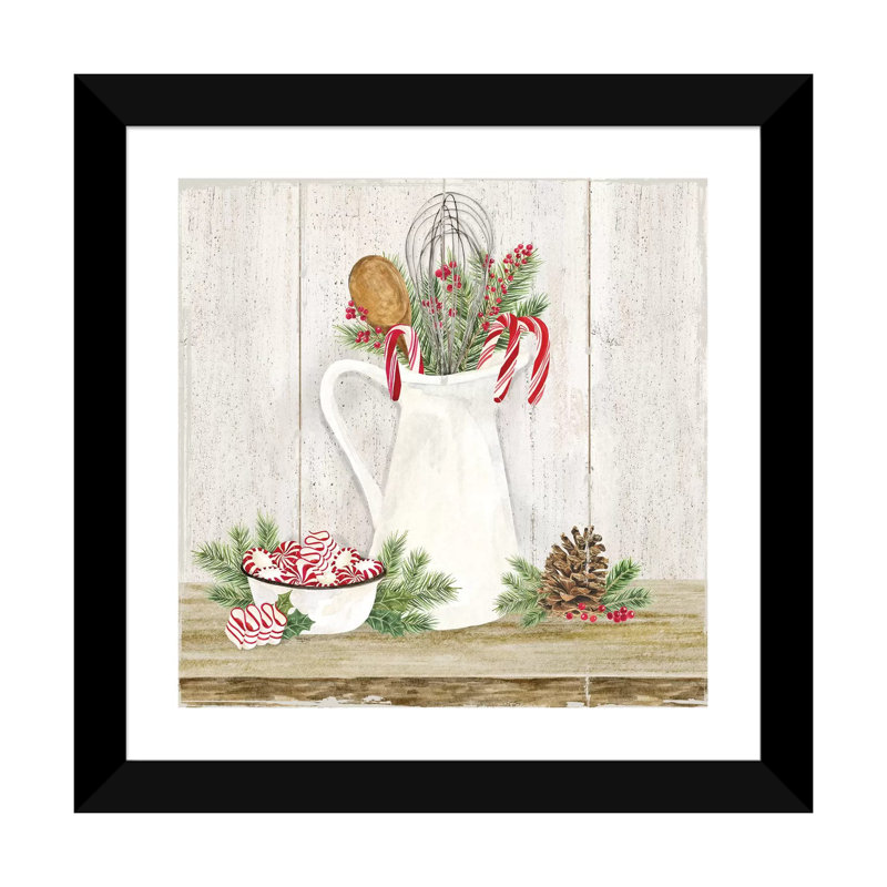«Christmas Kitchen III» par Tara Reed - reproduction d'art, Blanc, H 16 po x l 16 po x p 1 po, Papier encadré noir