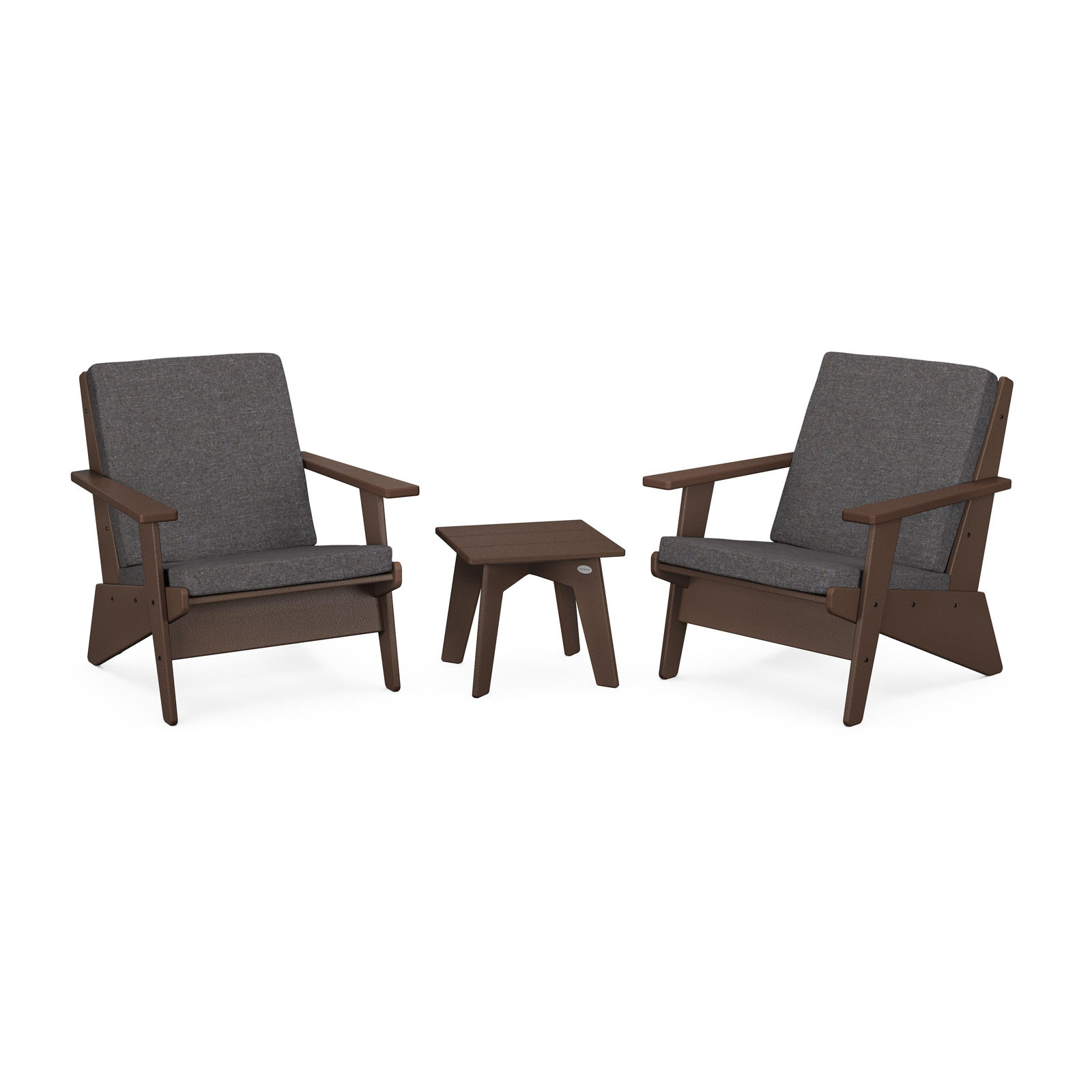 Riviera Modern Lounge 3-Piece Set, Mahogany, Ash Charcoal