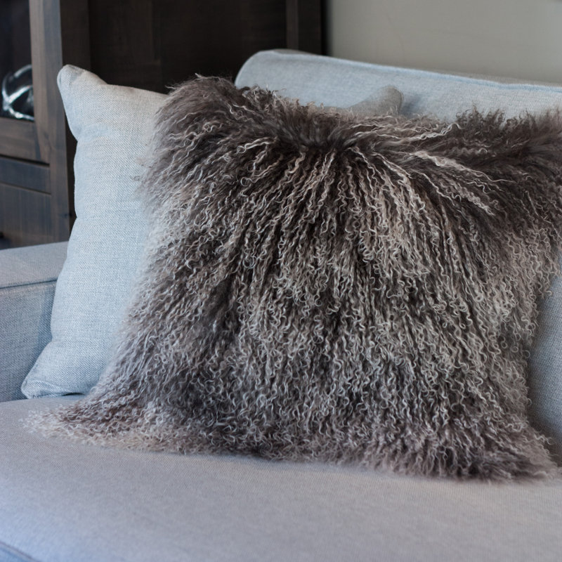 Wool Reversible Throw Pillow, Frosted Gray, Polyfill Insert