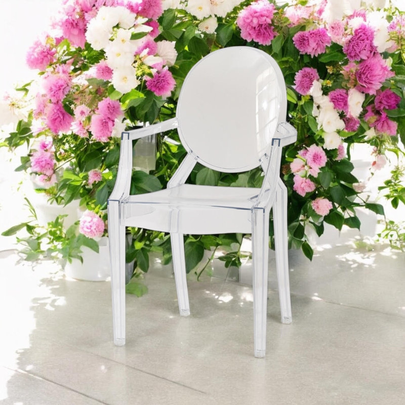 Modern Clear Plastic Dining Chair - Stackable Side Chair for Kitchen, Dining Room, Office and Indoor & Outdoor Use