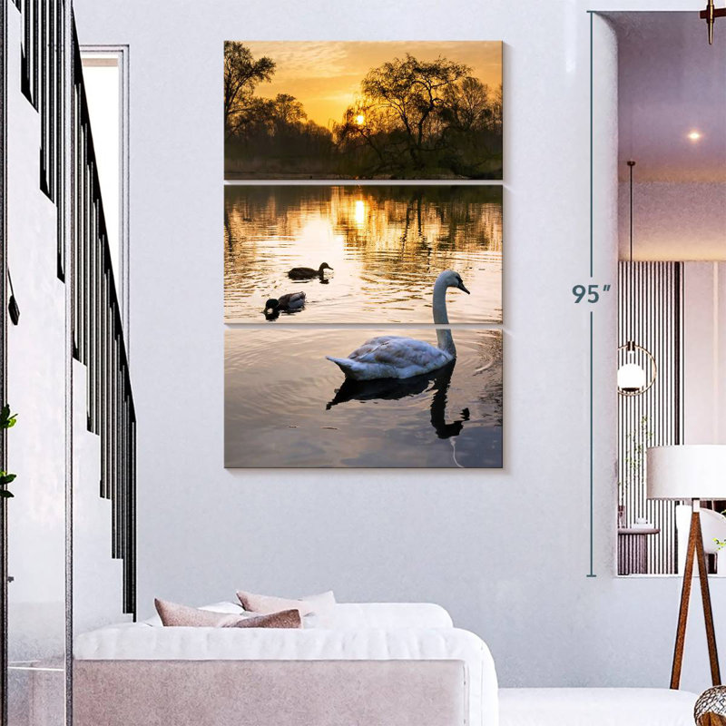 Brampt Vondelpark Swans At Sunrise, 32" H x 20" W