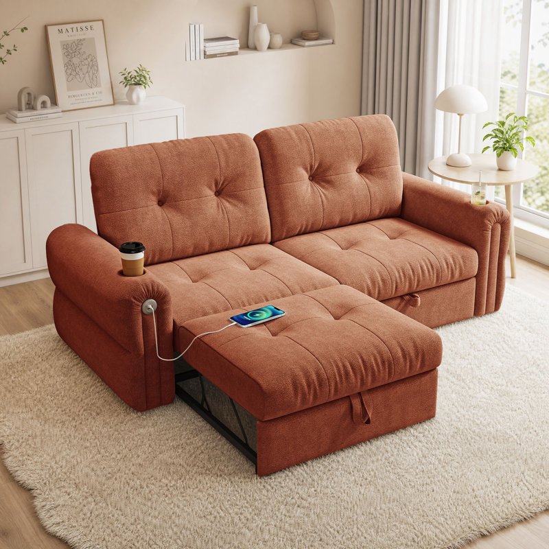 Canapé-lit convertible 77 po sofa Canapé-lit 2 en 1 pour s'asseoir et dormir, Orange