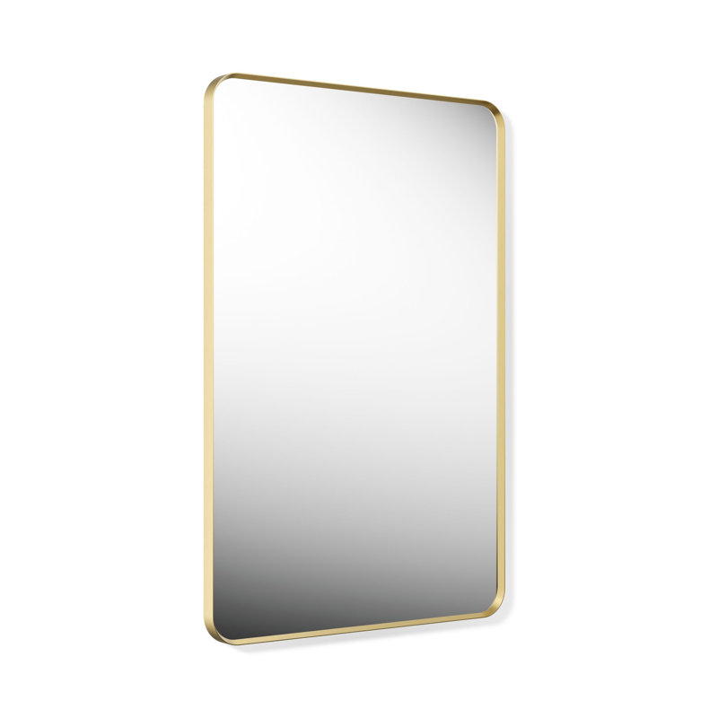 Miroir de salle de bain mural, Doré brossé moderne, 45 po x 30 po
