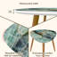 Ensemble de 2 tables basses gigognes triangulaires en marbre vert cristal et table de bout en pierre de quartz polie-130190625