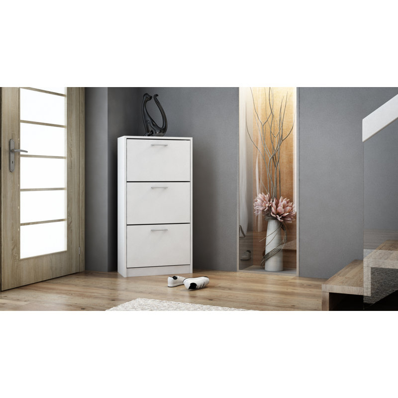 Delancey 12 Pair Stackable Flip Down Shoe Storage, White
