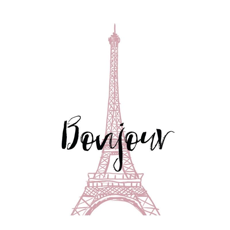 Bonjour Pink Tower - Painting Print, 30 cm H x 20 cm W, Wrapped Canvas