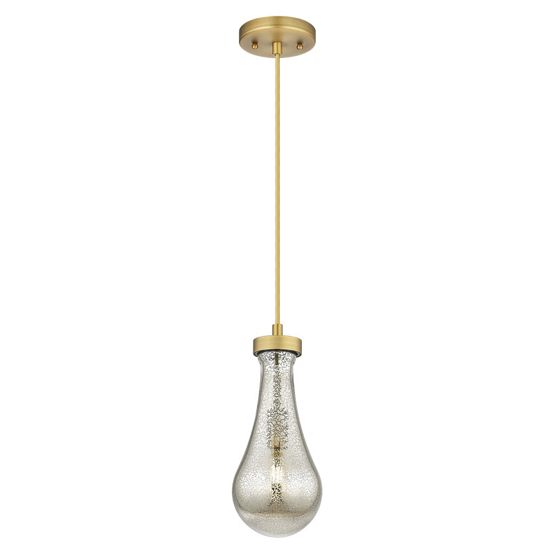 Luminaire suspendu à 1 lumière Owego, Laiton brossé, Mercure, H 12,13 po x l 5,13 po x P 5,13 po
