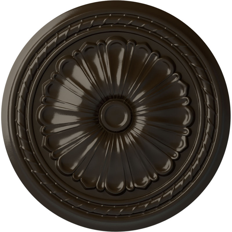Endurathane Saverne Ceiling Medallion, 18 1/2"W x 13 1/2"H x 1 7/8"P, Hand-Painted Steel Gray Finish, Stone Hearth
