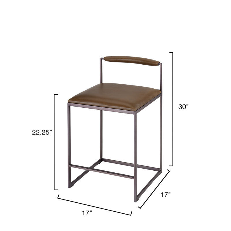Bradbury Upholstered Bar Stool with Metal Frame, Truffle