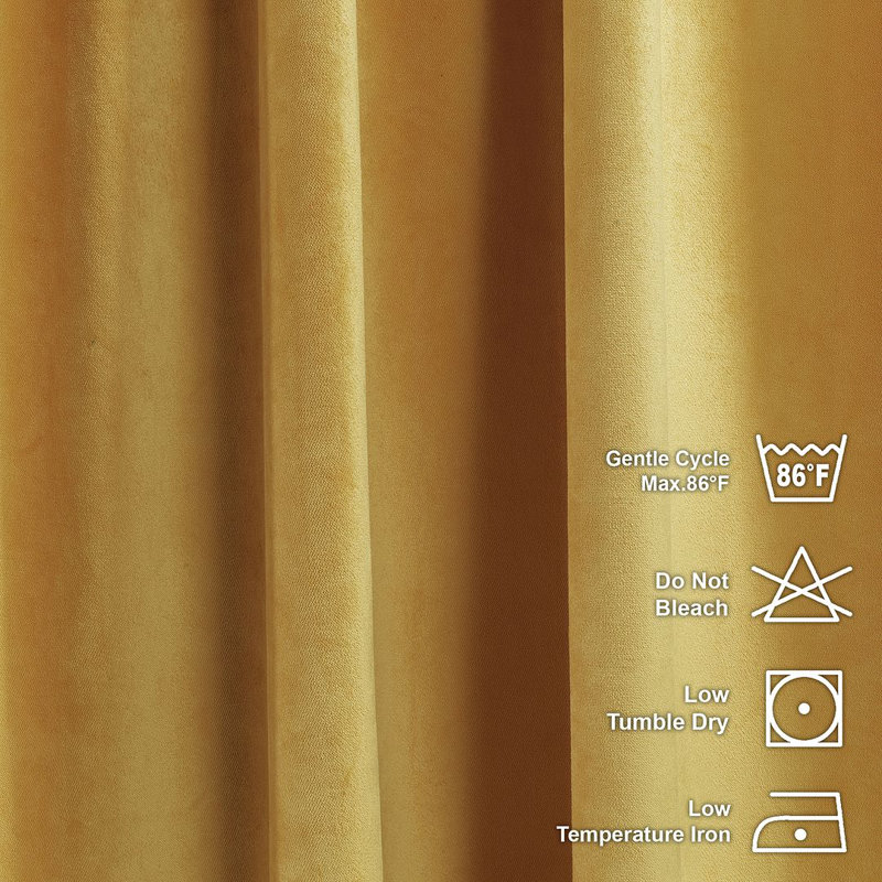 Room Darkening Single Curtain Panel, 65cm Width x 375cm Drop, Gold