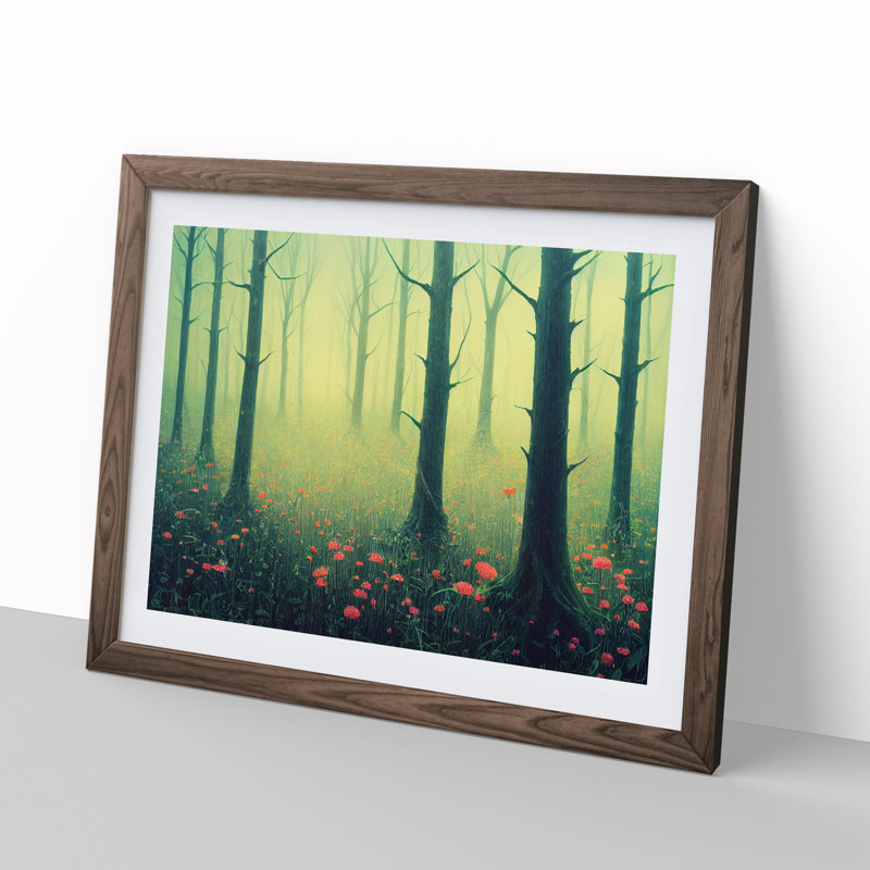 Fabulous Spring Forest 1 Piece Single Picture Frame Wall Art, 34cm H x 46cm W x 2cm D, Walnut Framed