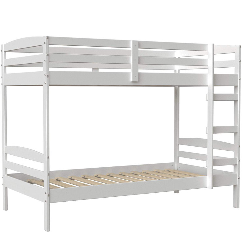 Plumerville Solid Wood Classic Twin Bunk Bed with Headboard and Ladder - by Harriet Bee, White