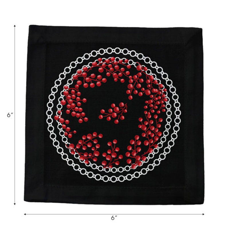 Square Napkins, Red Black
