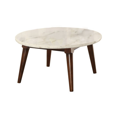 Table basse ACME Keffer, marbre blanc et noyer