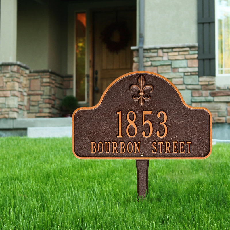 Lexy 3-Line Lawn Address Sign, Antique Copper, Yes