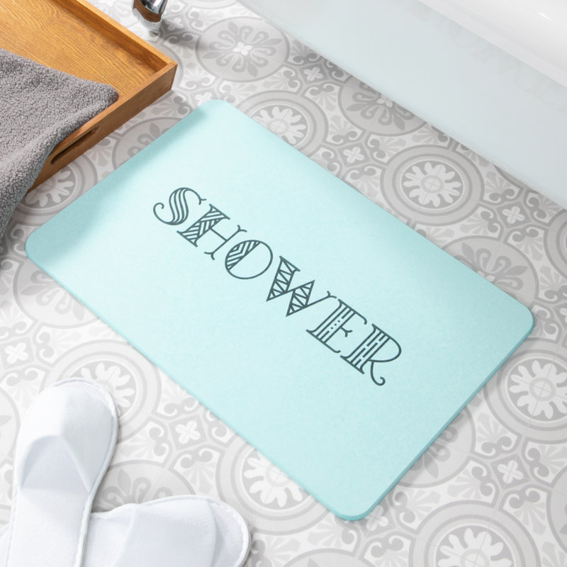 Non-Slip Bath Mat, Aqua/Black