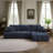 108" Dark Blue Chenille Sectional Sofa, Tufted Design & Pocket Springs, No Assembly-118691997-118691998