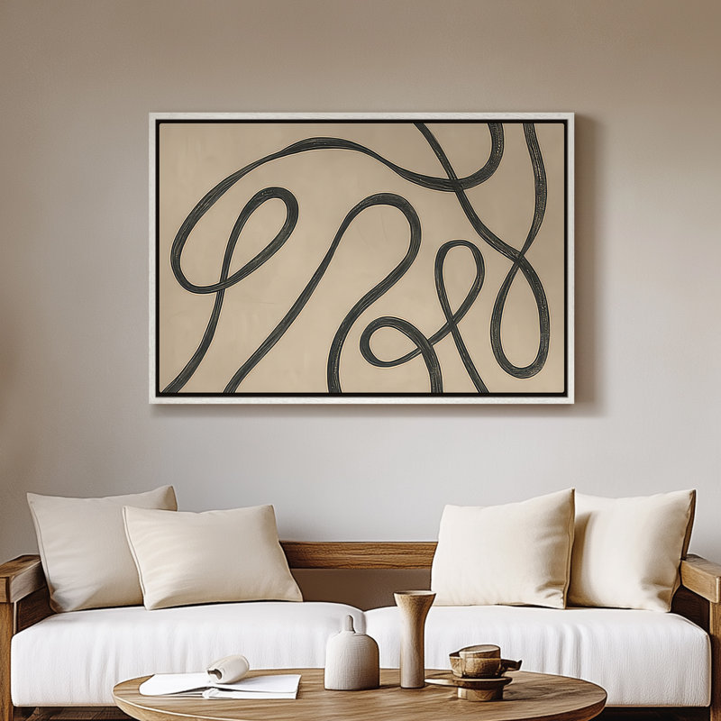 Art mural encadré, impressions murales abstraites rétro pour chambre à coucher - 16 po x 24 po, Blanc