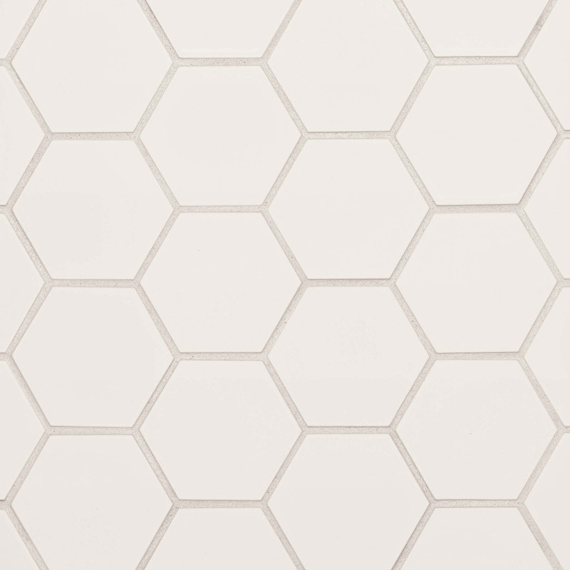 Hedron 4" x 5" Ceramic Wall Tile, Fog