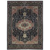 Hand-Knotted High-Quality Black and Rust Area Rug