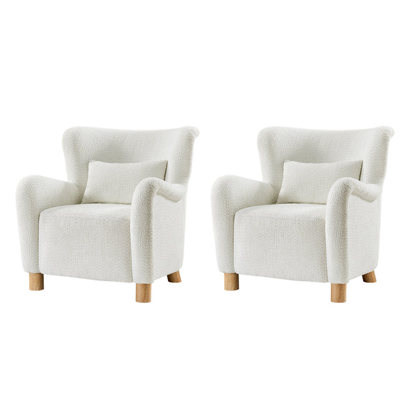 Upholstered Accent Chair, Ivory Boucle