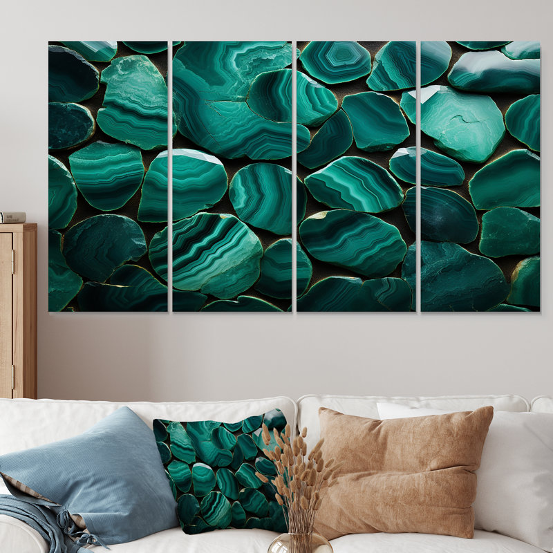 «Green Emerald Amazonite Stone Geode II», art mural pierre, H 28 po x l 48 po