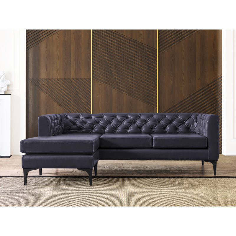 Glenyce Upholstered Sectional, Navy Zen