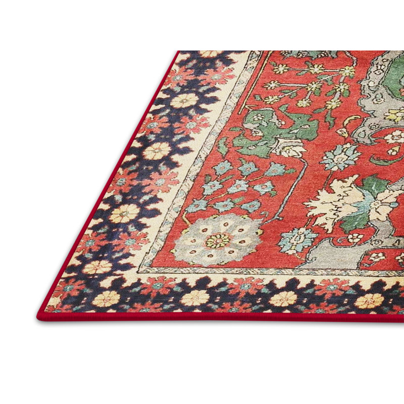 Tapis rouge/beige/noir traditionnel, Rectangle 2 pi x 3 pi