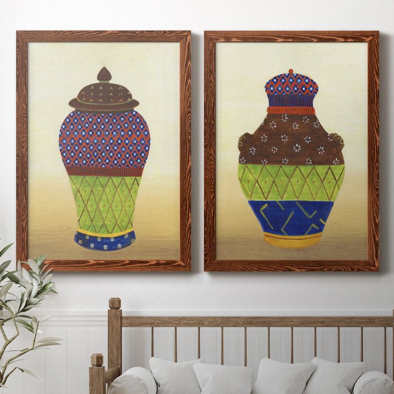 «Marrakech Urn I», ensemble de 2 reproductions d'art, H 31,5 po x l 47 po x P 1,5 po, Toile avec cadre érable, Pas de tapis