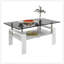 Table basse moderne moderne avec plateau en verre trempé et rangement en panneau de fibres à densité moyenne, transparente et durable pour les salons-125534191-125534190