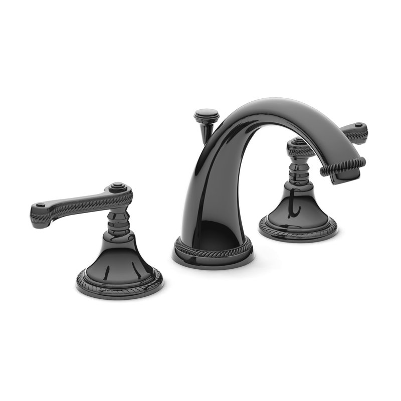 Amisa Widespread Bathroom Faucet with Drain Assembly, Gloss Black