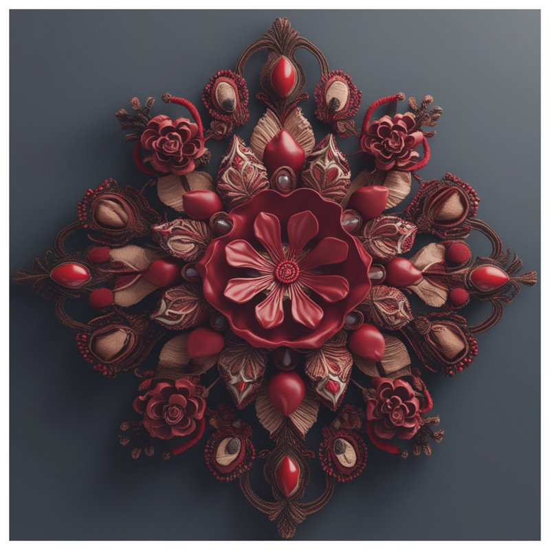 Tapis de bain rouge complexe Mandala, L 34 po x L 21 po