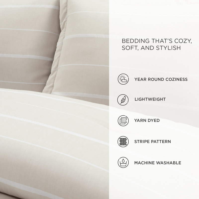Neutral Off-White Cotton Full/Queen Comforter Set