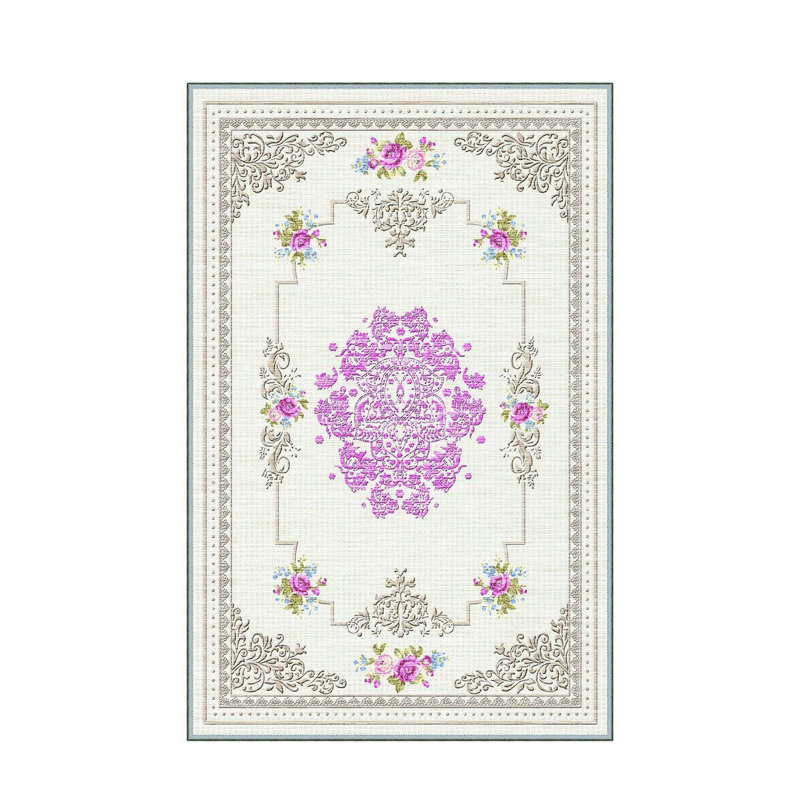 Luxurious Woven Area Rug, 5.9 x 9.2 ft, 100% Polyester, Antibacterial | Non-Slip PVC Felt Dot Underside, 0.3 in Pile Height | Machine Washable, 3D Digital Print, Perfect for Living Room & Bedroom Décor