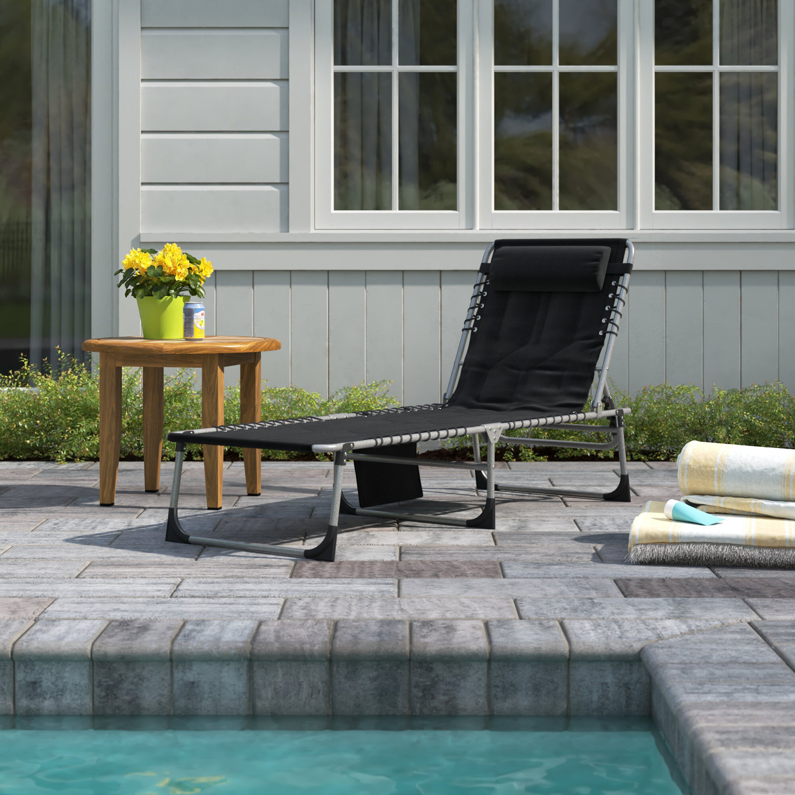 Freeport Park® Folding Chaise Lounge Chair, Outdoor Padded Reclining