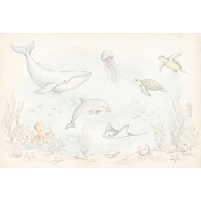 Underwater Wallpaper Ocean Animals Coastal Nursery Removable Wall Decor