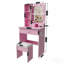 Table de coiffeuse avec miroir et lumières DEL réglables, prise de courant, support pour sèche-cheveux et tabouret - Bureau de coiffeuse compact pour les petites chambres (rose)-130463491