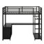 Lit mezzanine en métal avec cubes de rangement et tablettes, garde-robe et bureau en L-982432706