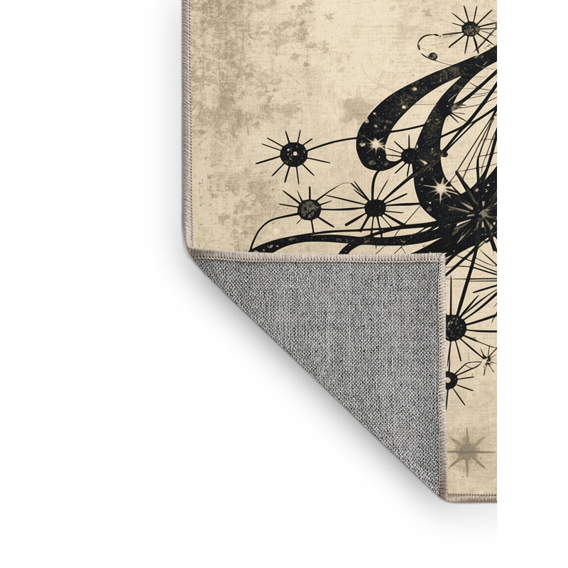 Machine Washable Pavlo Posh & Luxe Starburst Rug in Beige – Beige Binding, 7 x 9