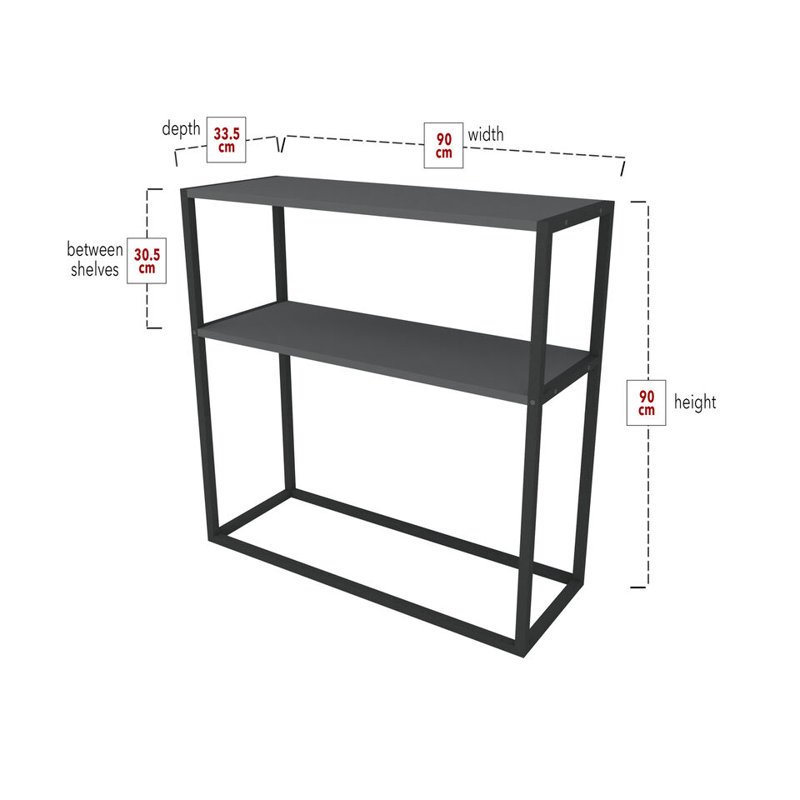 Aigar 90cm Solid Wood Top Console Table, Grey/Black
